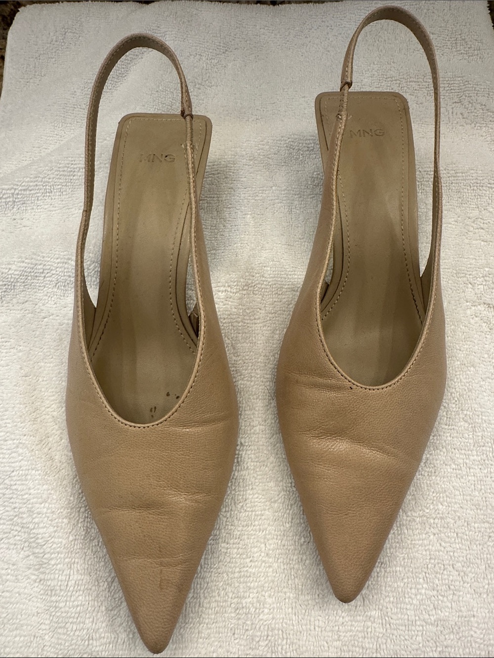 Mango Beige Pointed-Toe Slingback